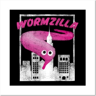 Pink Worm On A String Meme Wormzilla Retro Japanese Style Posters and Art